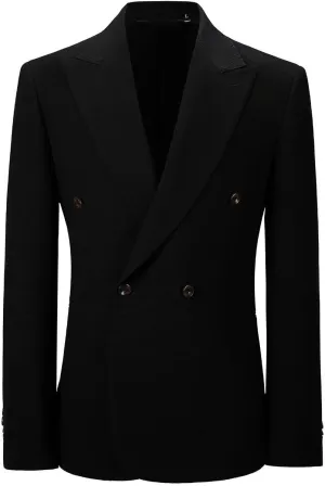 Men's Blazer Knitted Jacket Casual Light Weight Slim Fit Formal Wedding Prom Suit Retro Double-Breasted Jackets Sport Coats
