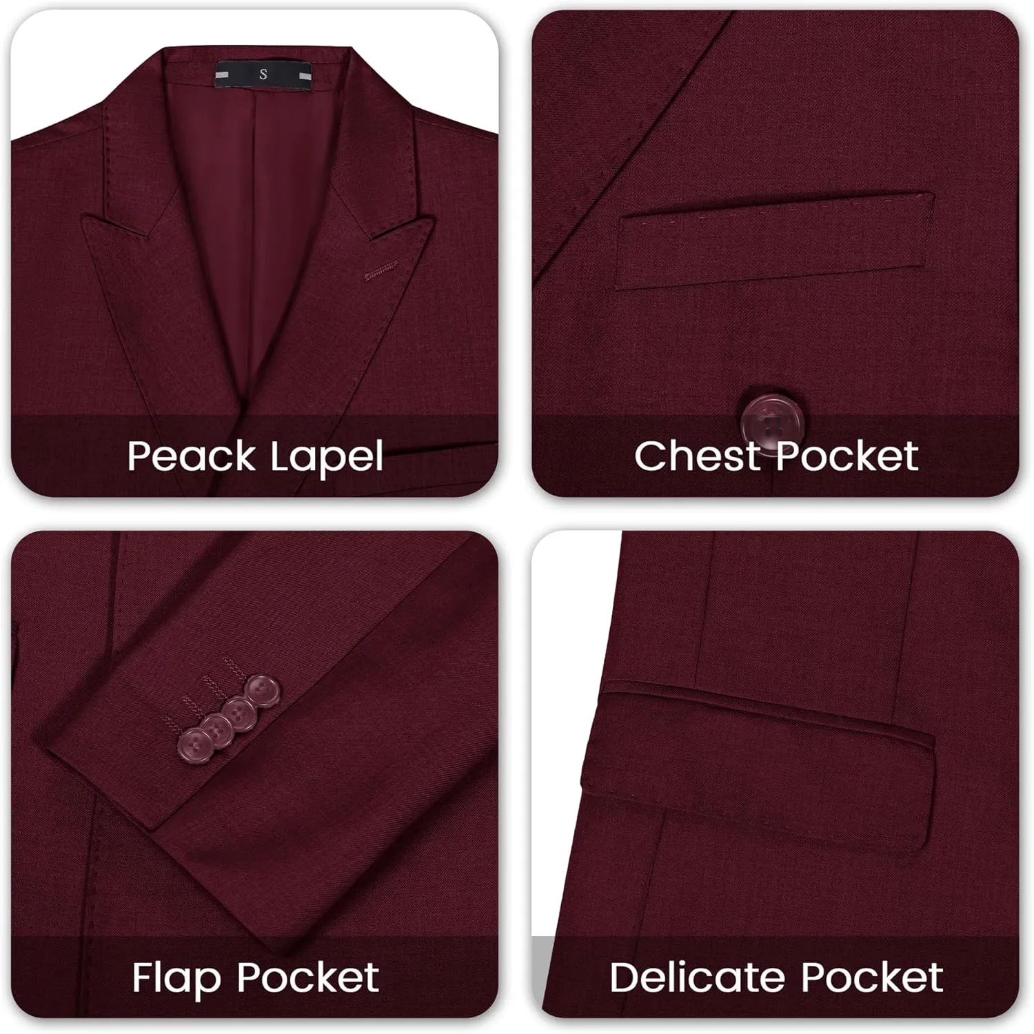Mens Double Breasted Suit Slim Fit 3 Piece Suit Peak Lapel Solid Blazer Jacket Vest Pant Tuxedo Set for Wedding Business