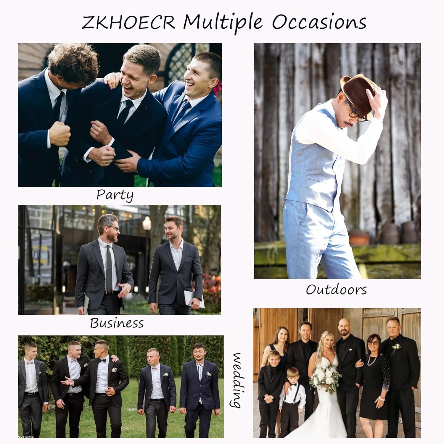 Mens Double Breasted Suit Slim Fit 3 Piece Suit Peak Lapel Solid Blazer Jacket Vest Pant Tuxedo Set for Wedding Business