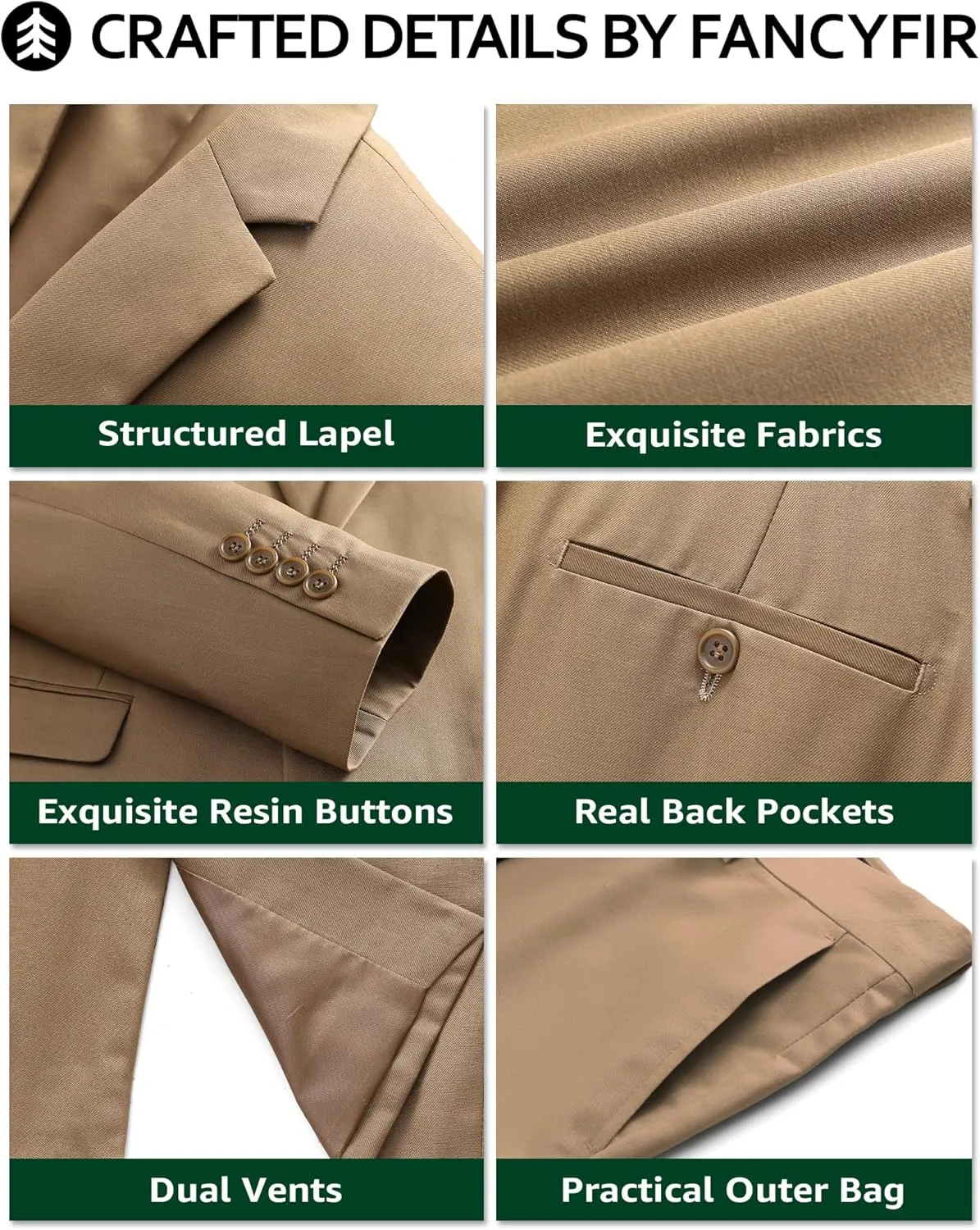 Men's Slim Fit 2-Piece Suit with Stretch Fabric, Double-Breasted Blazer Pants for Party, Business and Wedding