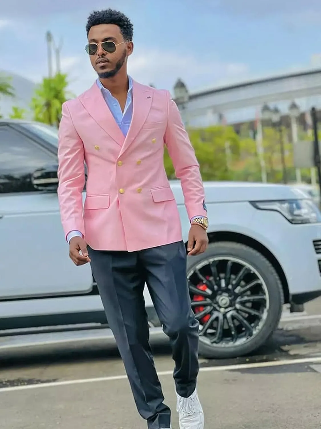 Mens Suit for Wedding 2 Piece Slim Fit Double Breasted Suits Men Tuxedo for Men V Neck Formal Business Suits for Party