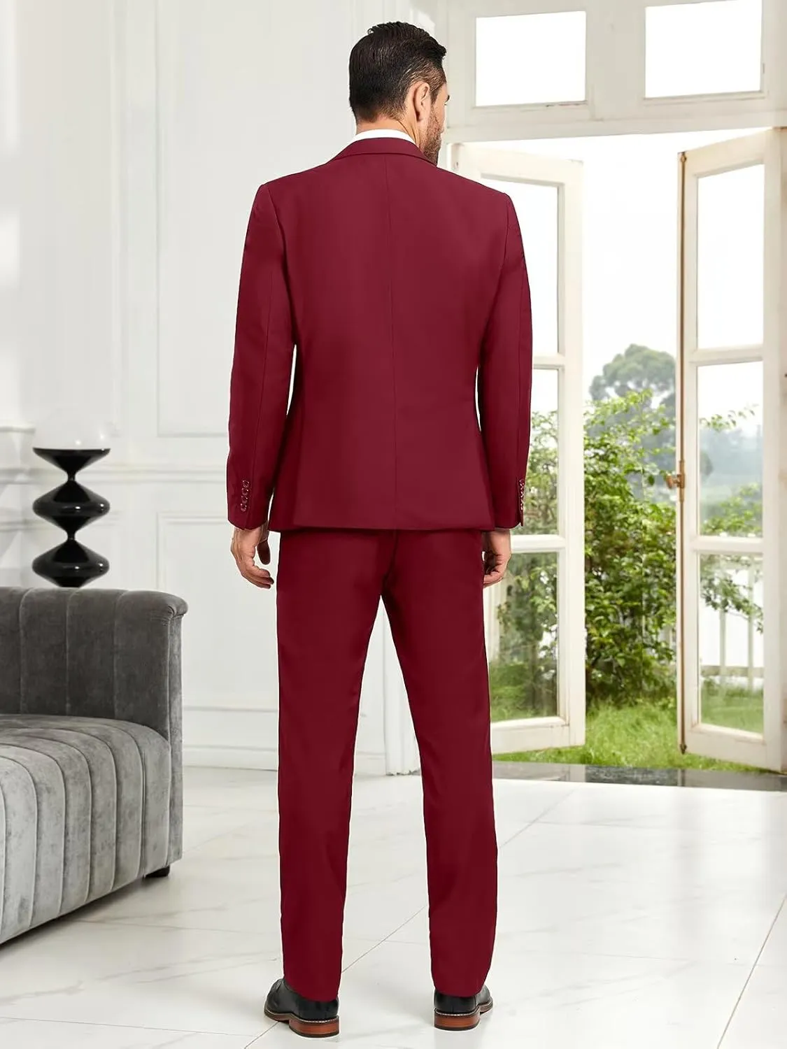 Mens Suit Slim Fit 3 Piece Double Breasted Suit Men Formal Tuxedo Set Casual Wedding Prom Groom Suits