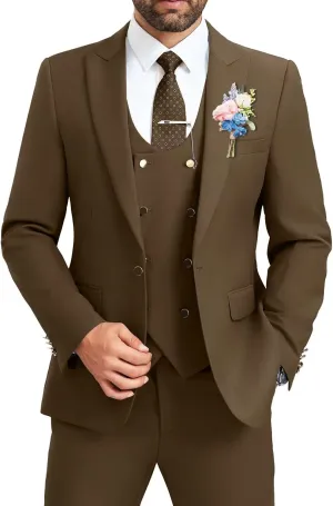 Men's Suit Slim Fit 3 Piece Double Breasted Suits Prom Tuxedo Set Formal Casual Jacket Blazer Vest Pant Wedding Suit for Men