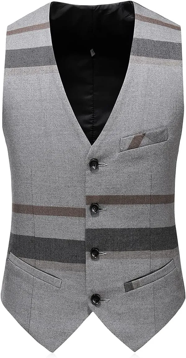 Mens Suits 3 Piece Check Plaid Suit Single Breasted One Button Jackets Formal Dress Party Prom Tuxedo Suits Blazer Set