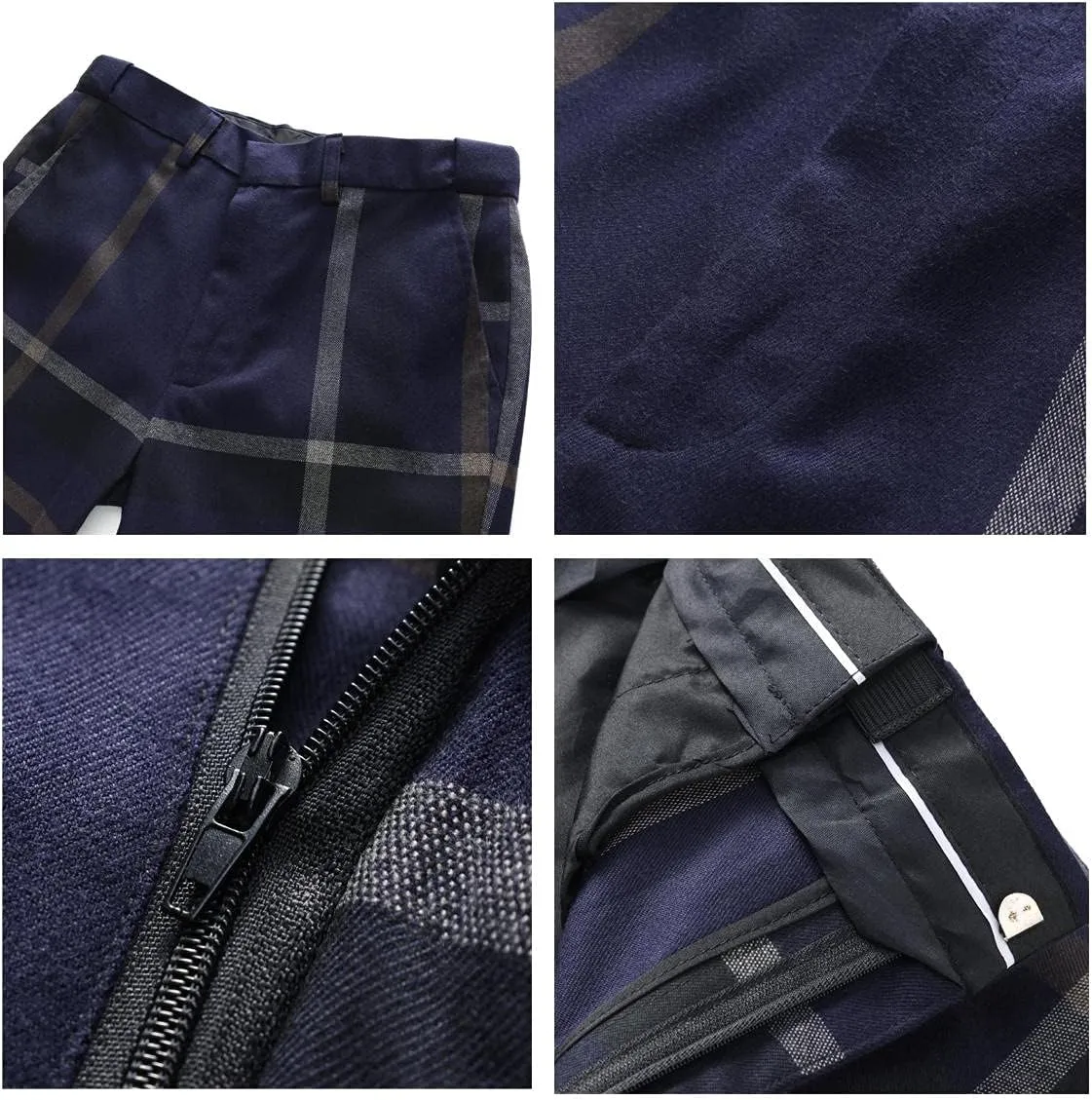 Mens Suits 3 Piece Check Plaid Suit Single Breasted One Button Jackets Formal Dress Party Prom Tuxedo Suits Blazer Set