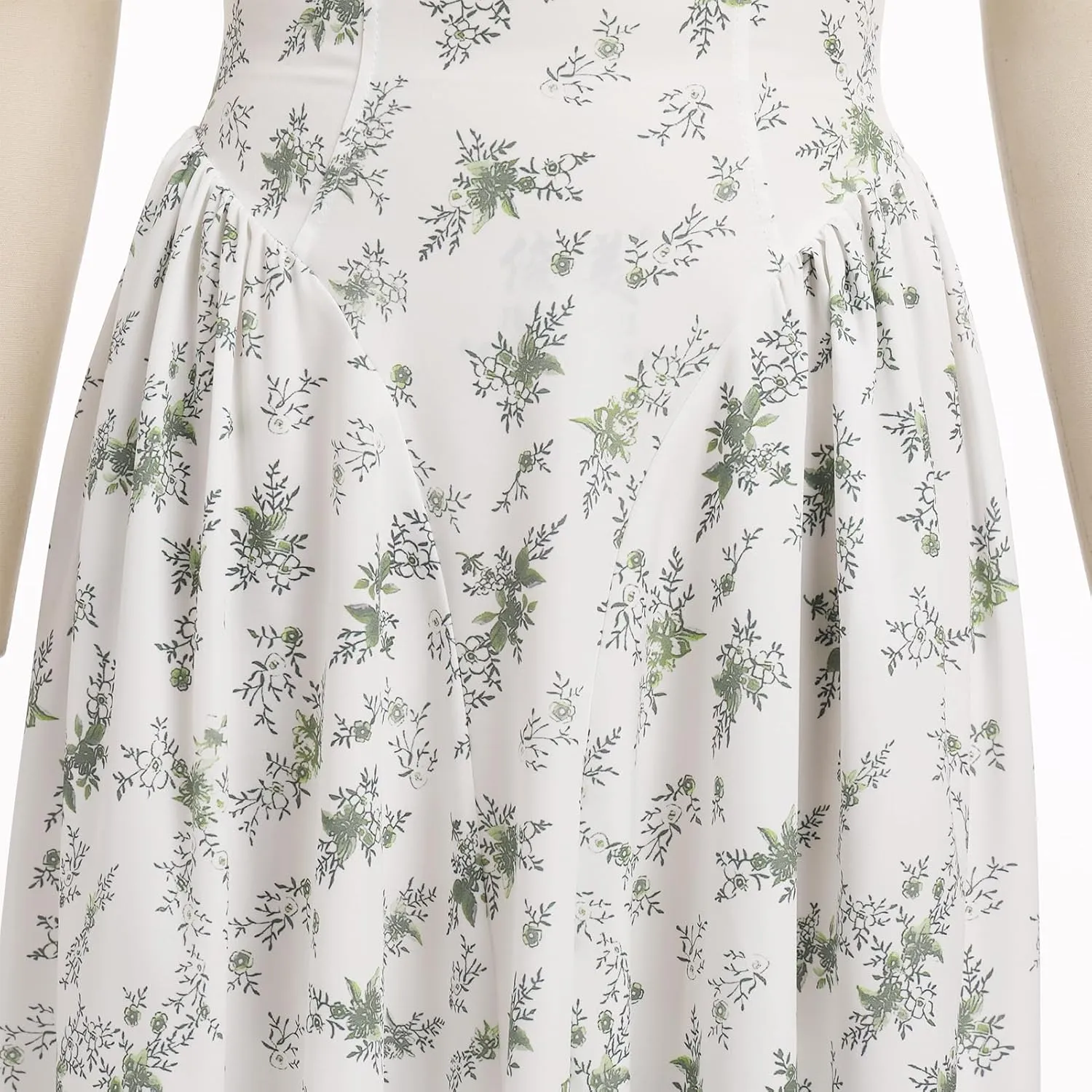 OBEEII Women Floral Corset Dress Halter Neck Low Cut Bustier Midi Dress Flowy Pleated Hem Summer Sundress with Pockets