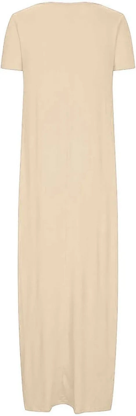 Plus Size Dresses for Curvy Women Loose Fit Round Neck Summer Beach Dresses Casual Flowy Maxi Tshirt Sundresses
