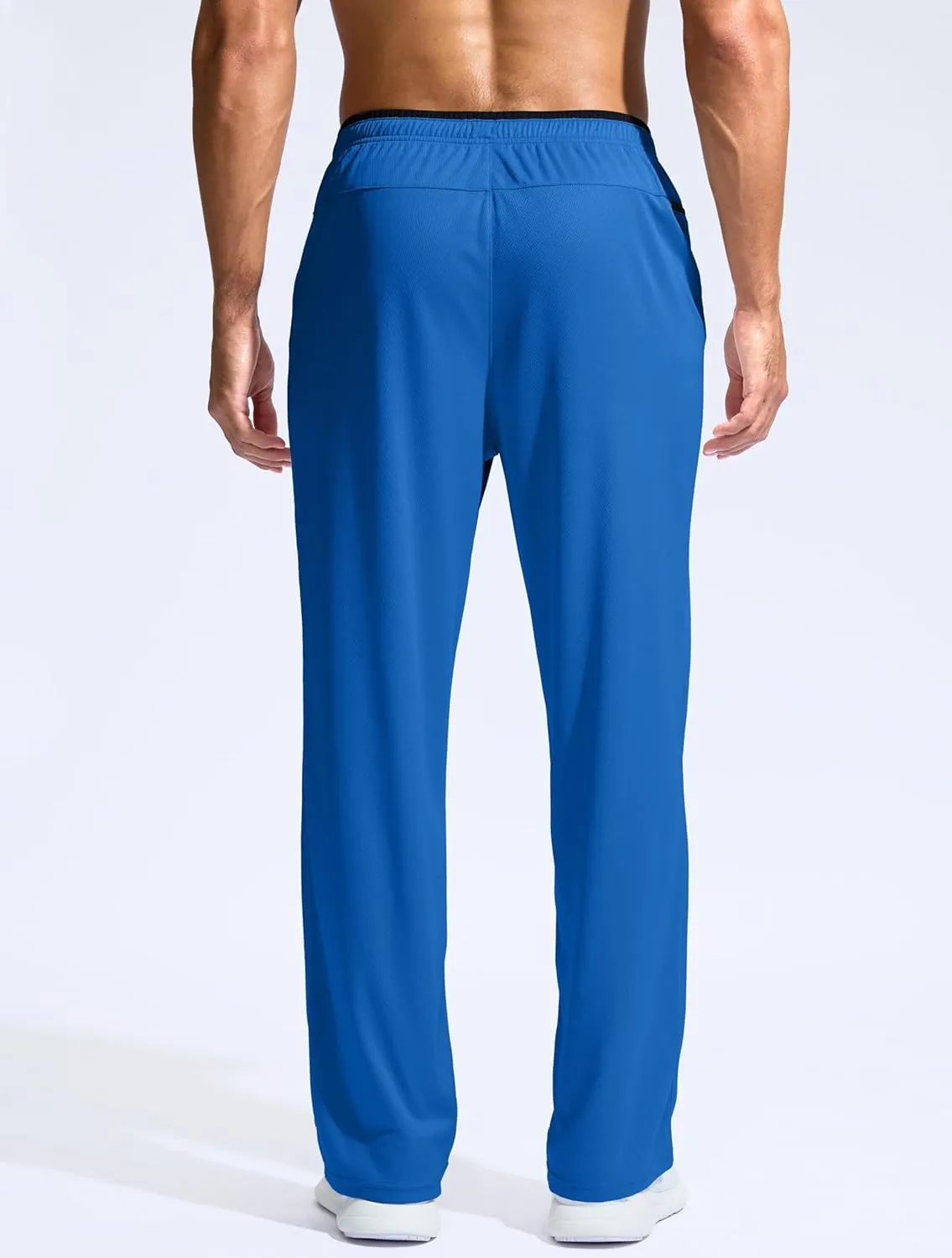 Pudolla Men's Lightweight Mesh Sweatpants Loose Fit Open Bottom Athletic Workout Gym Pants with Zipper Pockets