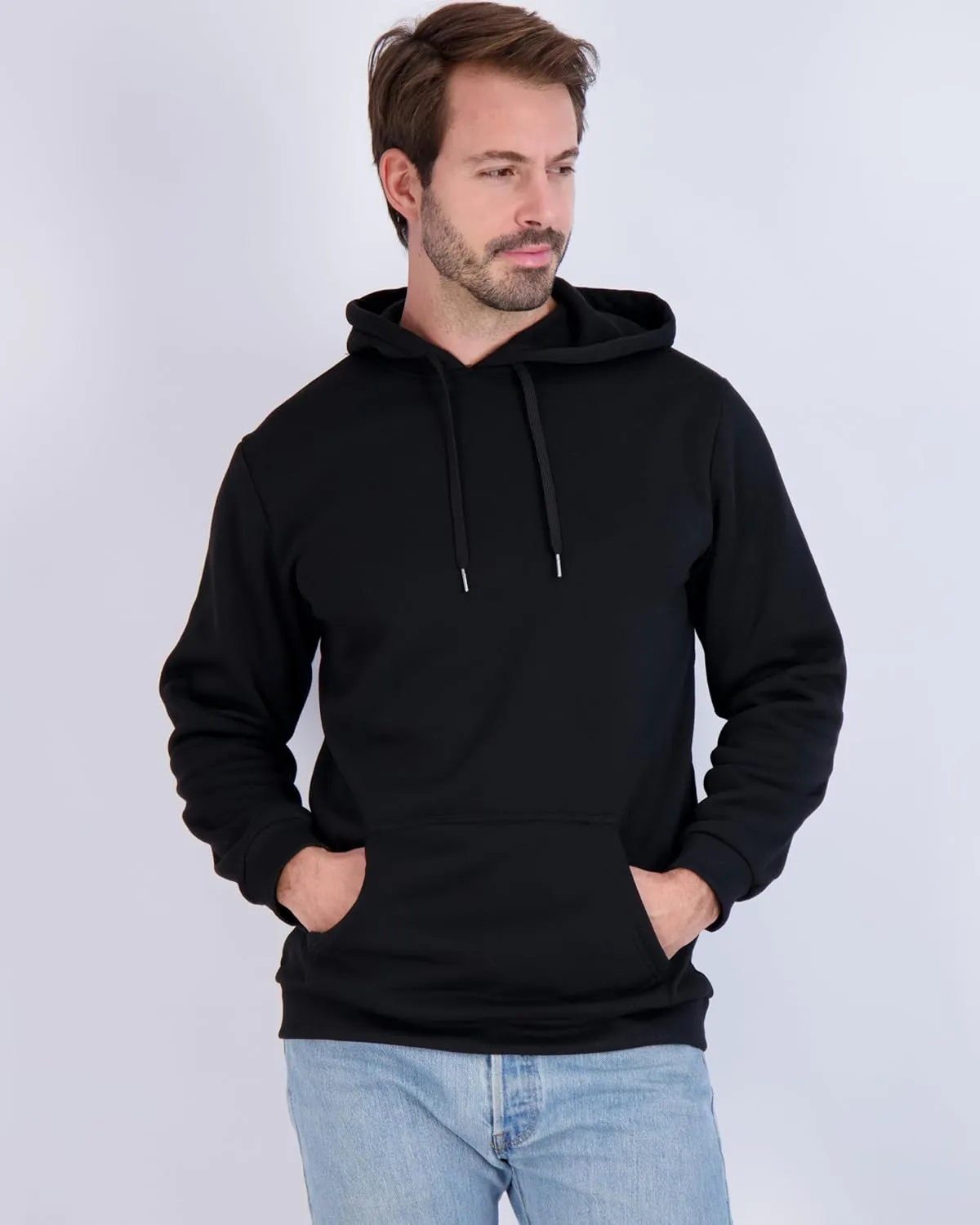 Real Essentials 3 Pack: Men's Fleece Pullover Hoodie - Long Sleeve Hooded Sweatshirt Pockets (Available in Big & Tall)