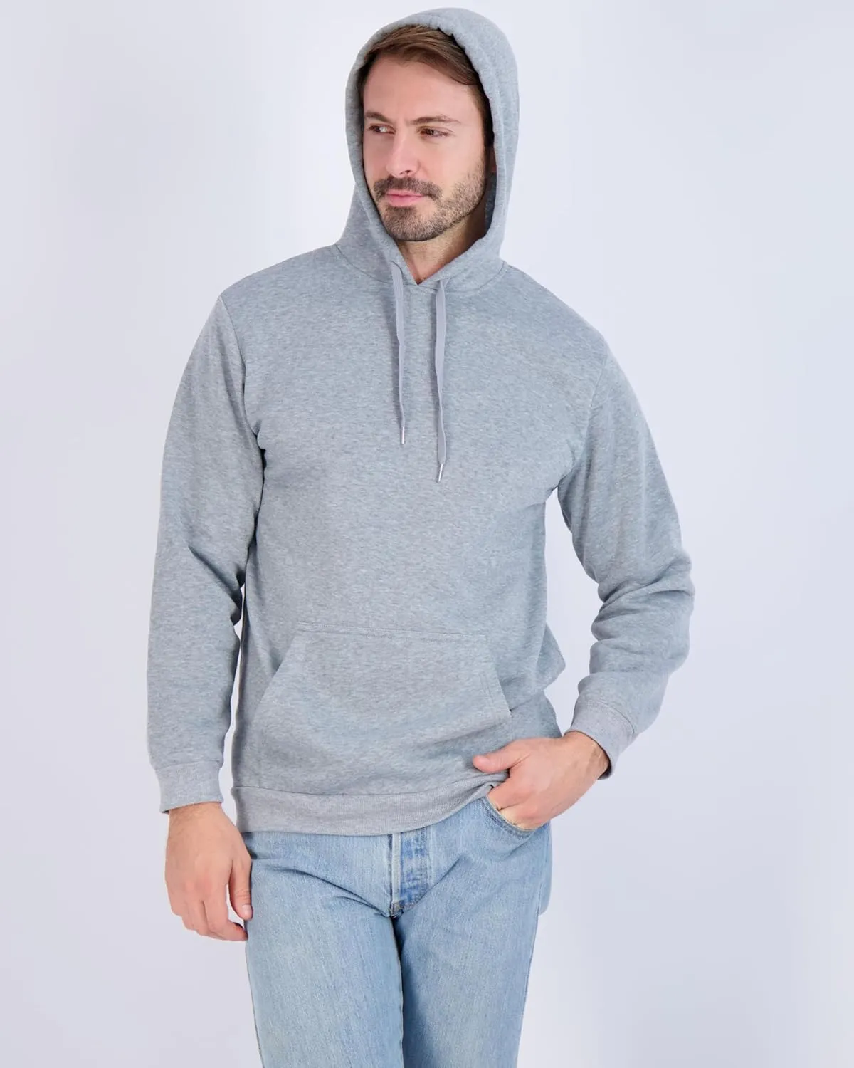 Real Essentials 3 Pack: Men's Fleece Pullover Hoodie - Long Sleeve Hooded Sweatshirt Pockets (Available in Big & Tall)