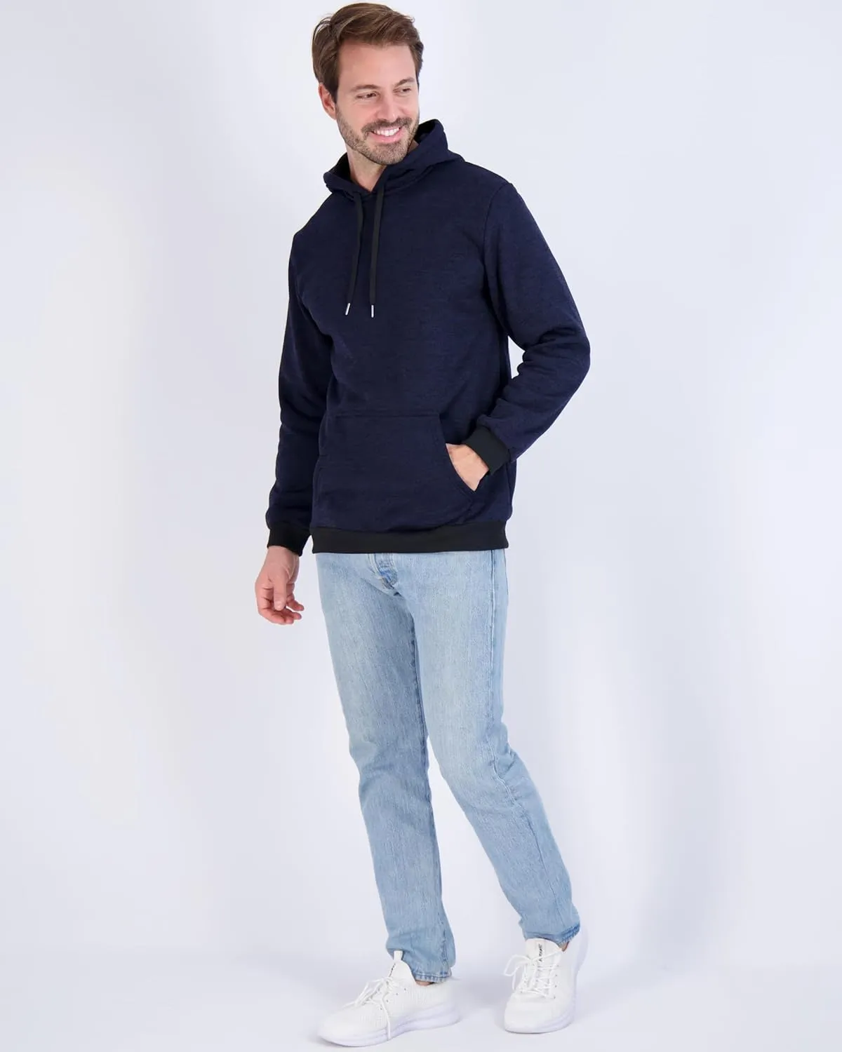 Real Essentials 3 Pack: Men's Fleece Pullover Hoodie - Long Sleeve Hooded Sweatshirt Pockets (Available in Big & Tall)