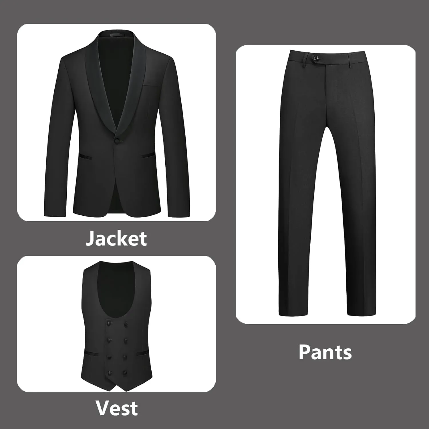Rogers & Morris Tuxedo Suits for Men Solid 4 Piece Regular Fit Formal Set