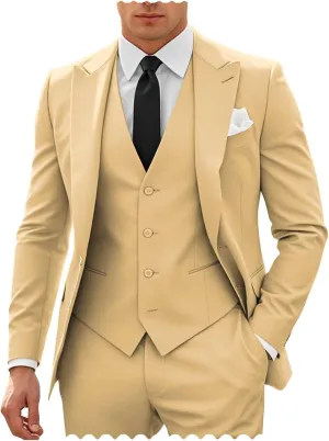 SHUZHXLZANGY Mens 3 Piece Suit Slim Fit Wedding Suits for Men Business Suits Formal