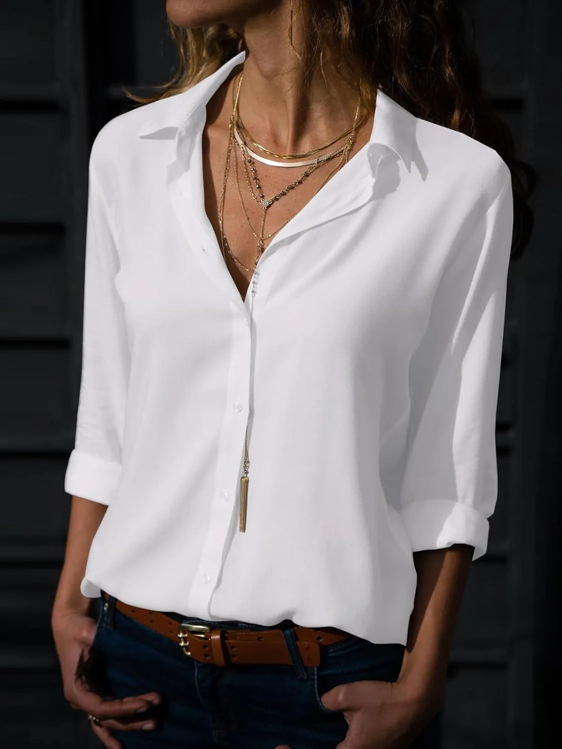 siliteelon Womens Button Down Shirts Dress Shirts Long Sleeve Wrinkle Free Collared Work Office Solid Blouses Tops