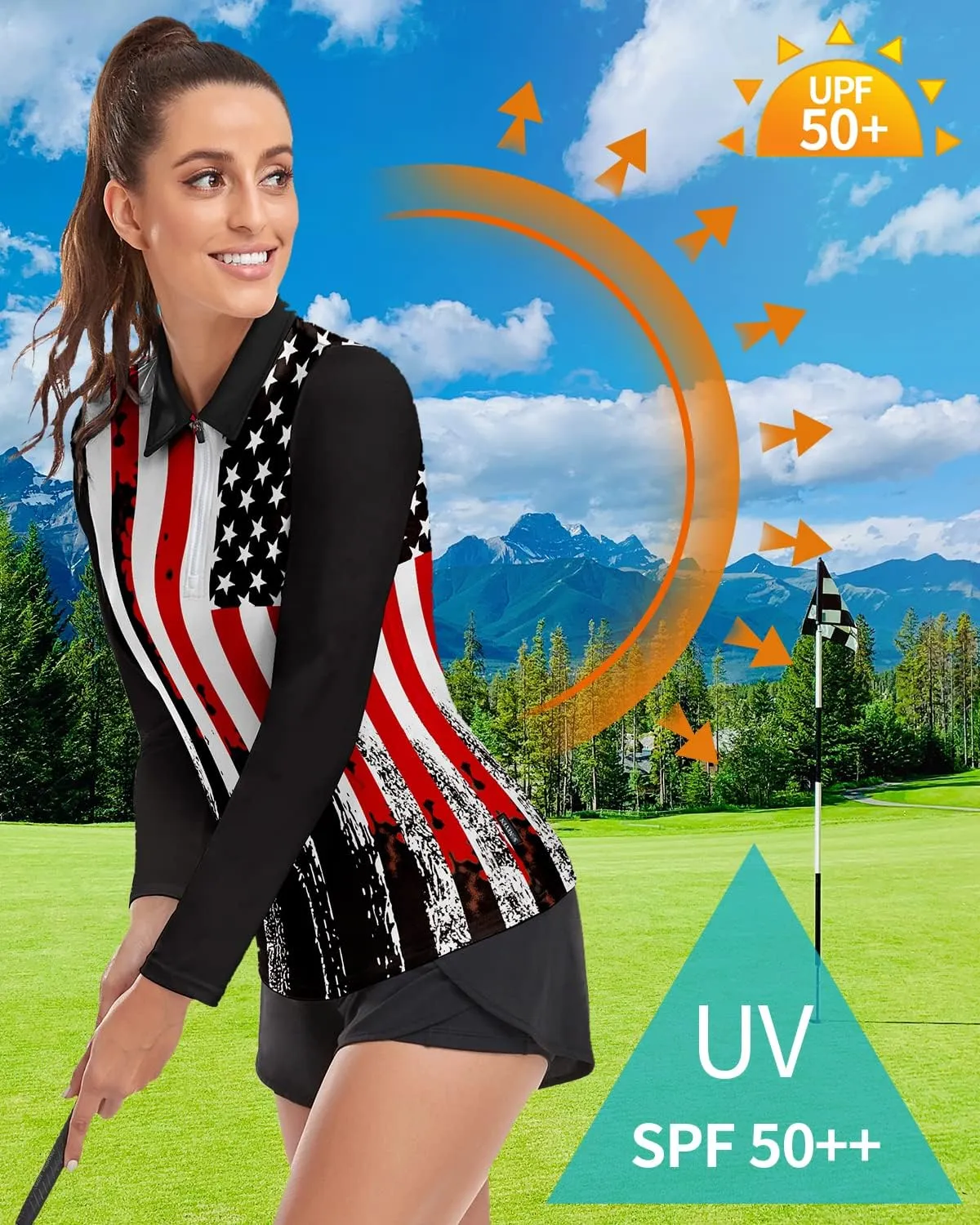 Soneven Womens Long Sleeve Polos 1/4 Zip Moisture Wicking Collared Golf Shirt Slim Fit for Casual Work