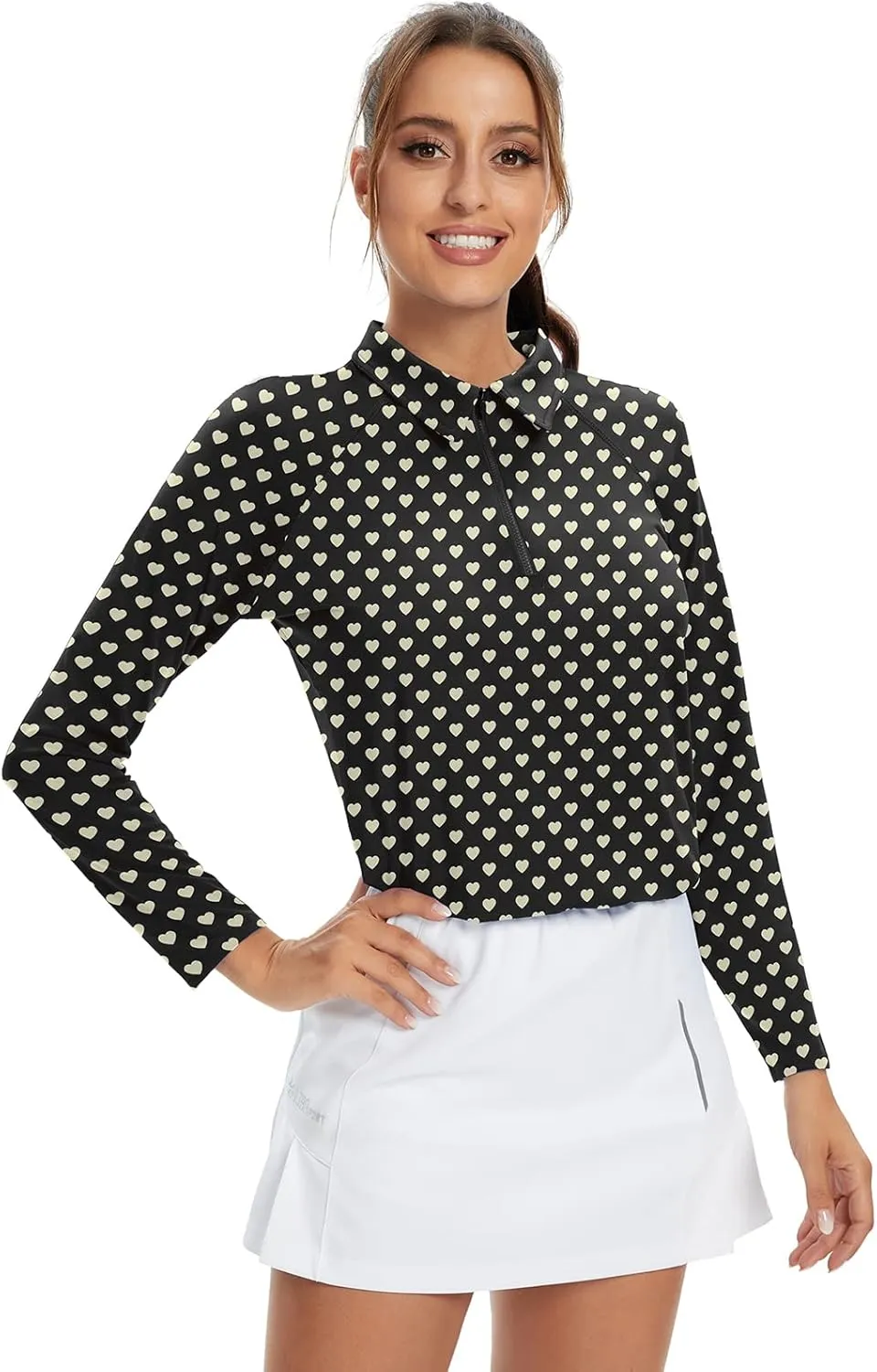 Soneven Womens Long Sleeve Polos 1/4 Zip Moisture Wicking Collared Golf Shirt Slim Fit for Casual Work