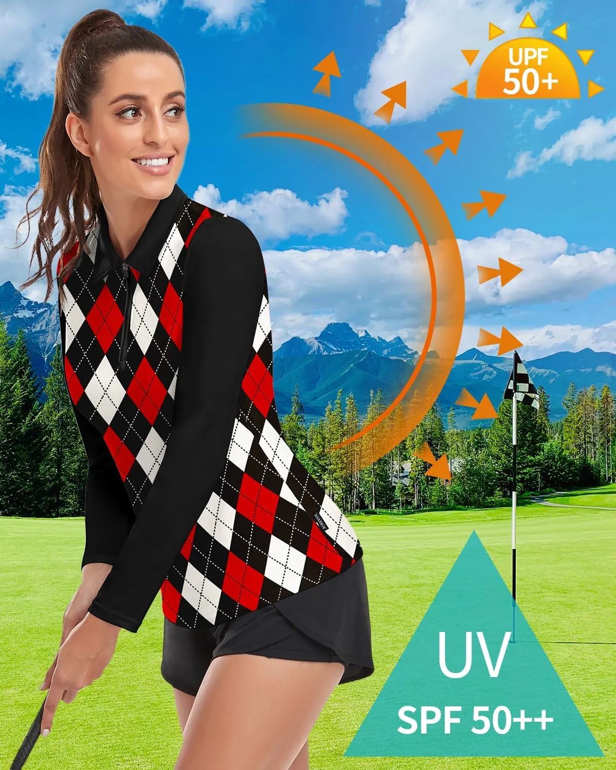 Soneven Womens Long Sleeve Polos 1/4 Zip Moisture Wicking Collared Golf Shirt Slim Fit for Casual Work