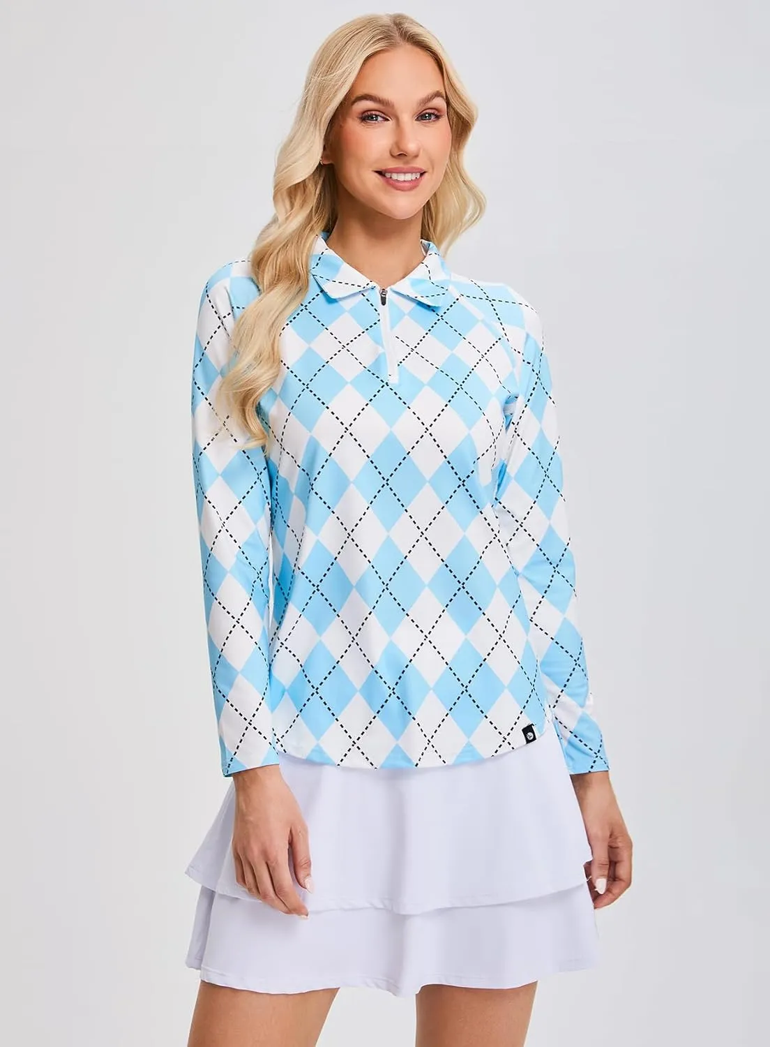 Soneven Womens Long Sleeve Polos 1/4 Zip Moisture Wicking Collared Golf Shirt Slim Fit for Casual Work