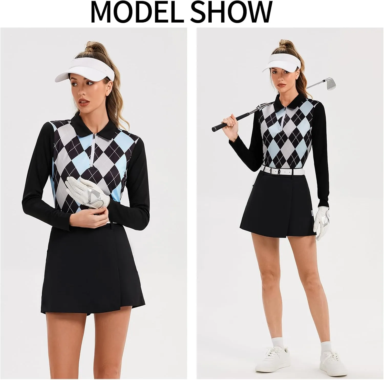Soneven Womens Long Sleeve Polos 1/4 Zip Moisture Wicking Collared Golf Shirt Slim Fit for Casual Work