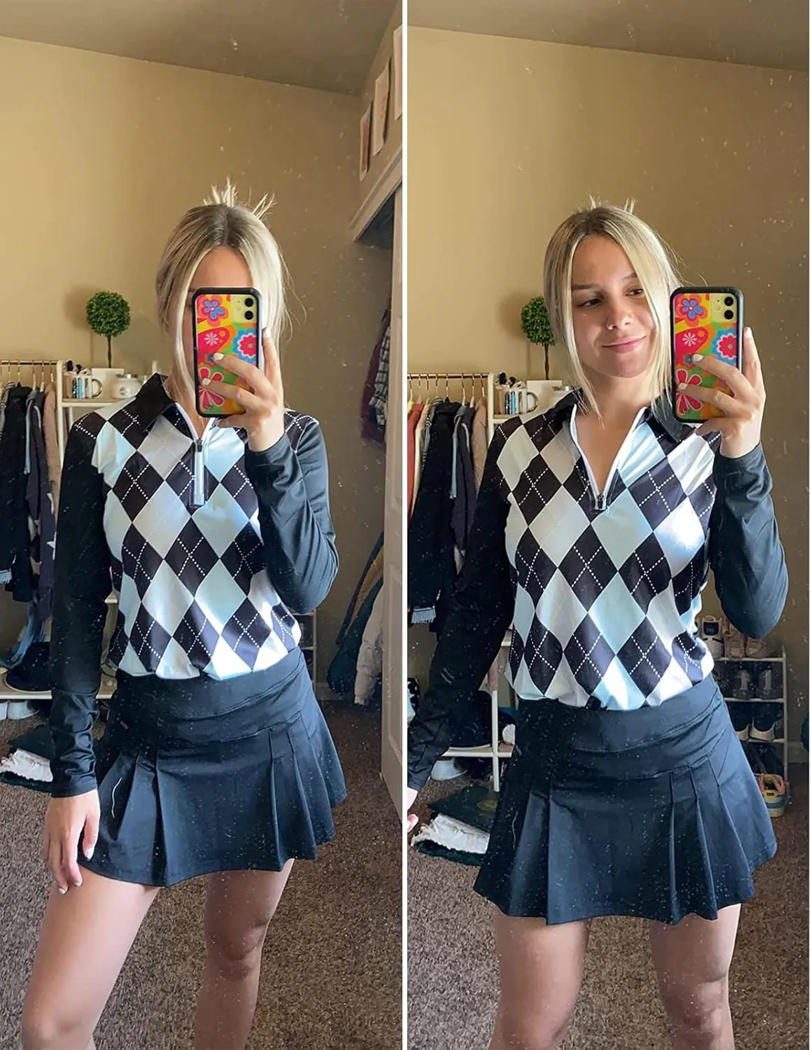 Soneven Womens Long Sleeve Polos 1/4 Zip Moisture Wicking Collared Golf Shirt Slim Fit for Casual Work