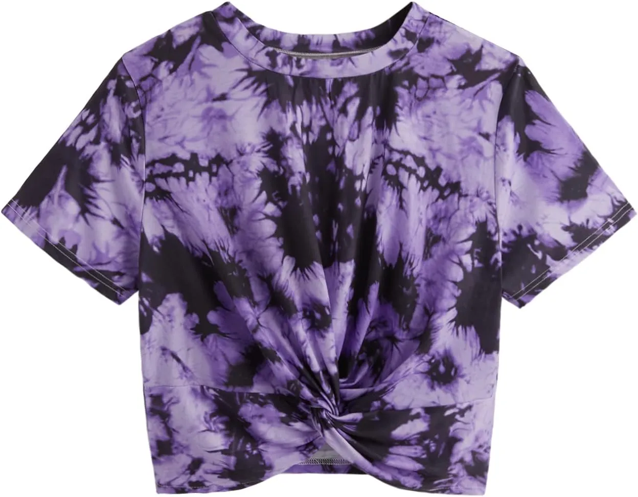 SweatyRocks Women's Casual Twist Front Short Sleeve Crop Top T-Shirt