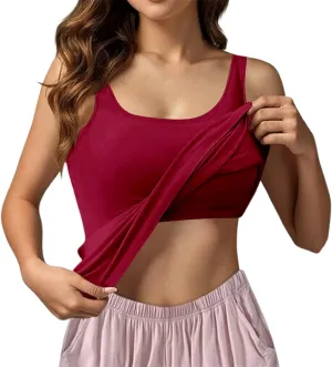 Tank Top with Built in Bra for Women Padded Summer Camisole Sleeveless Going out Top Casual Round Neck Yoga Cami Shirt