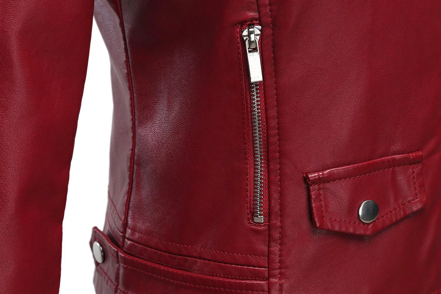 Tanming Women's Faux Leather Moto Biker Short Coat Jacket