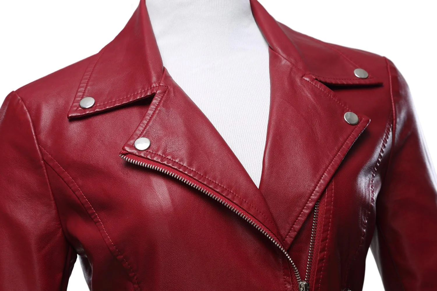 Tanming Women's Faux Leather Moto Biker Short Coat Jacket