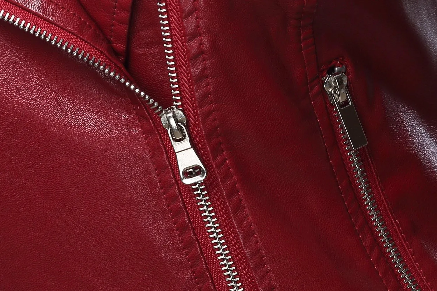 Tanming Women's Faux Leather Moto Biker Short Coat Jacket