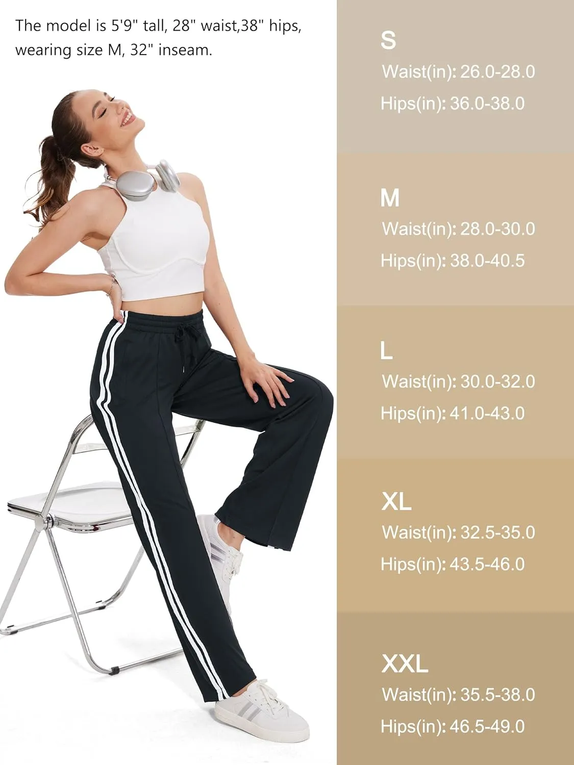 Tapata Women's 28/30/32/34 Inseam Track Pants Loose Straight Leg Jogging Sweatpants Warm-Up Sports Athletic Running