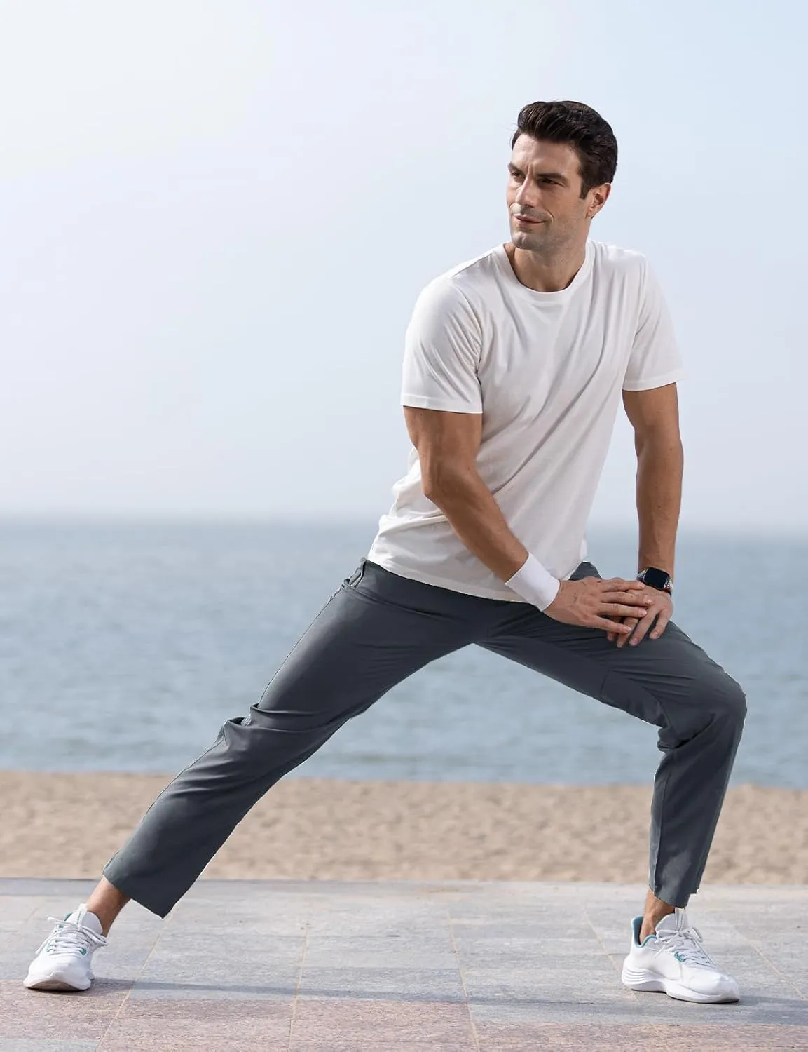 TBMPOY Men's Lightweight Hiking Travel Pants Breathable Athletic Fishing Active Joggers Zipper Pockets