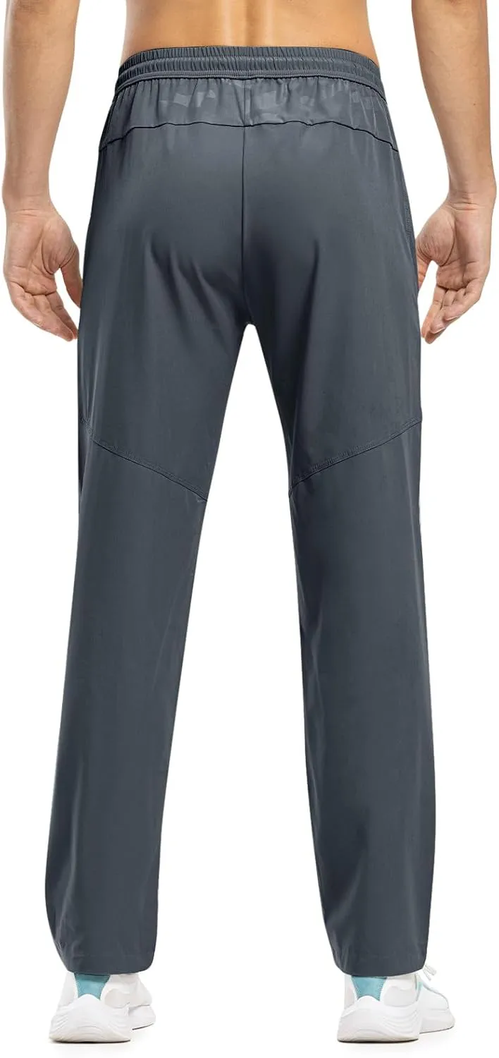 TBMPOY Men's Lightweight Hiking Travel Pants Breathable Athletic Fishing Active Joggers Zipper Pockets