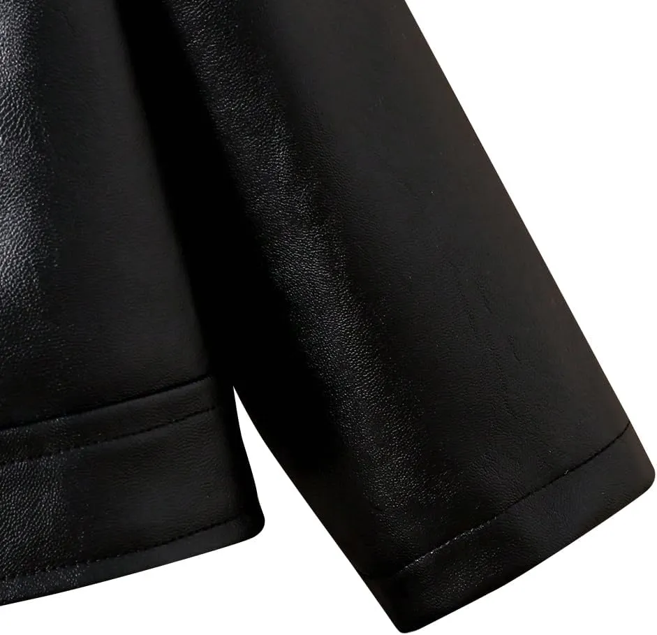 Toddler Girls Motorcycle Leather Jacket - A Piece of Zipper Black Coat Jacket - Cool Girls Outwear Tops for Kids