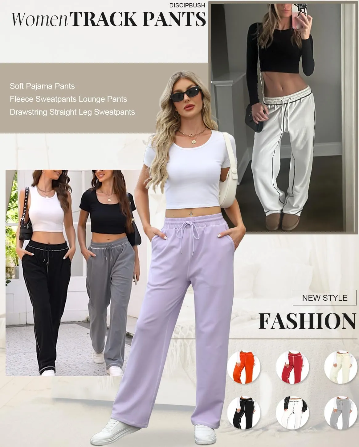 Track Pants Women Sweatpants Soft Jogging Straight Pajama Sweats Wide Leg Sweatpants Women Lounge Pants Joggers