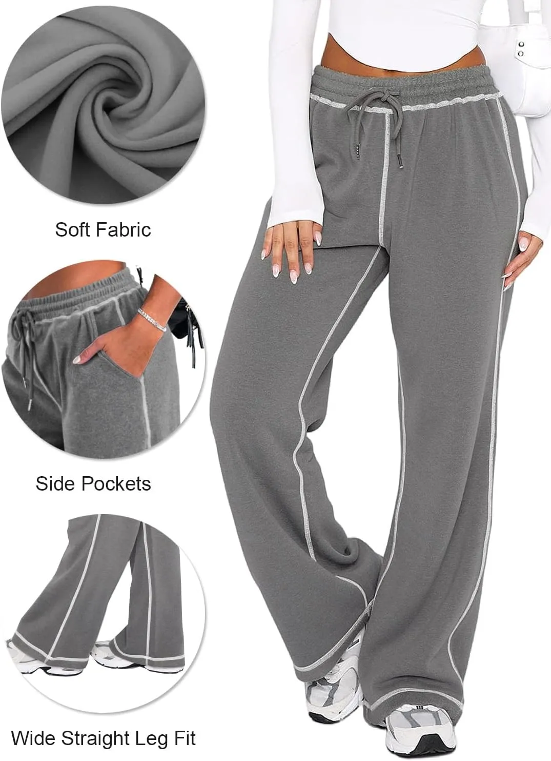 Track Pants Women Sweatpants Soft Jogging Straight Pajama Sweats Wide Leg Sweatpants Women Lounge Pants Joggers