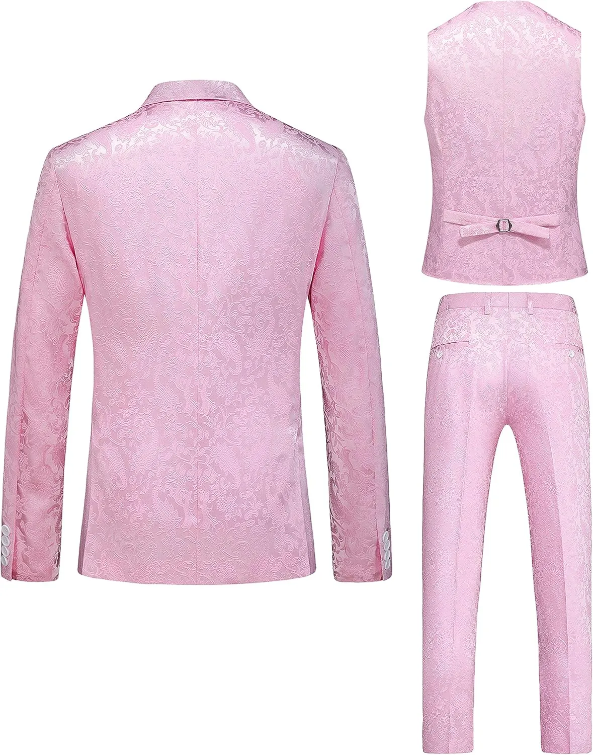 UNINUKOO Mens Suit 3 Piece Tuxedo for Men Paisley Floral Peak Lapel Double Breasted Blazer Vest Pants Set