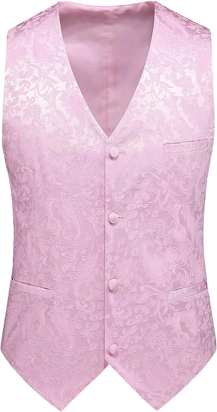 UNINUKOO Mens Suit 3 Piece Tuxedo for Men Paisley Floral Peak Lapel Double Breasted Blazer Vest Pants Set