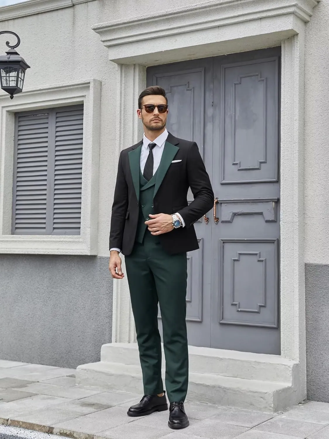 Wangyue Mens Suit 3 Piece Slim Fit Suits for Men Wedding Prom Tuxedo for Men Formal Business Suit