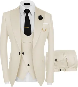 Wangyue Mens Suit 3 Piece Slim Fit Suits for Men Wedding Prom Tuxedo for Men Formal Business Suit