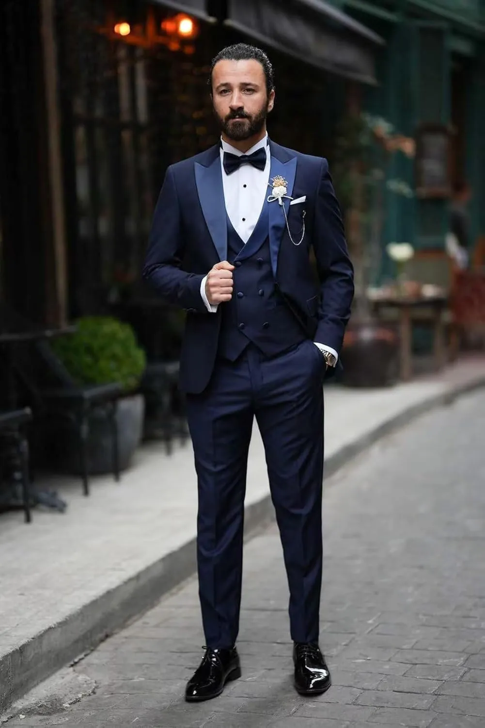 Wangyue Men's Tuxedo Suit 3 Piece Slim Fit Suit for Men Tuxedo for Men Wedding Party Dinner Prom