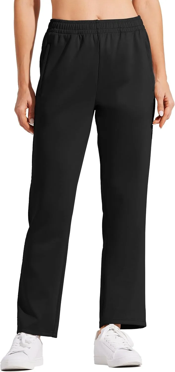 Willit Women's Track Pants Warm Up Athletic Running Sweatpants Sports Training Pants Straight Leg with Zipper Pockets