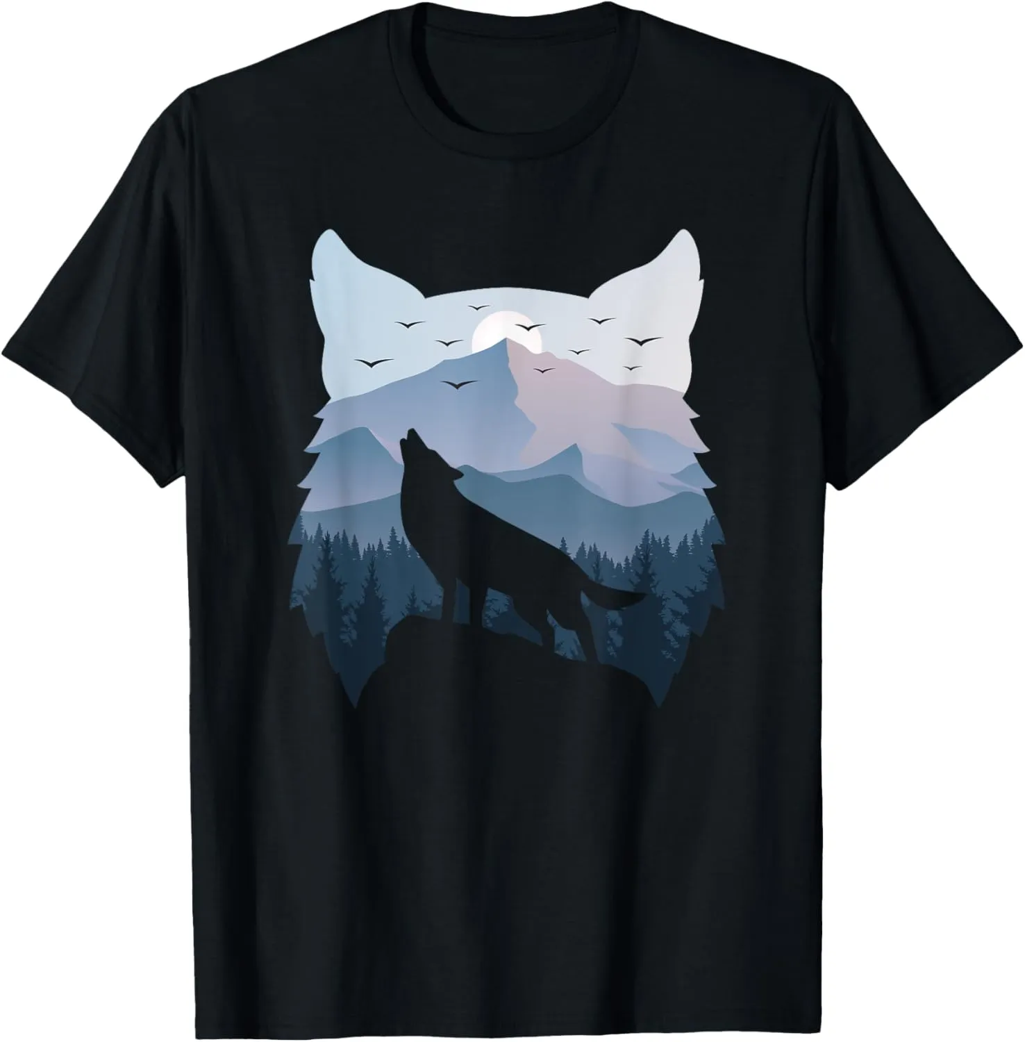 Wolf Landscape Mountain Wildlife Animal Nature Wolves T-Shirt