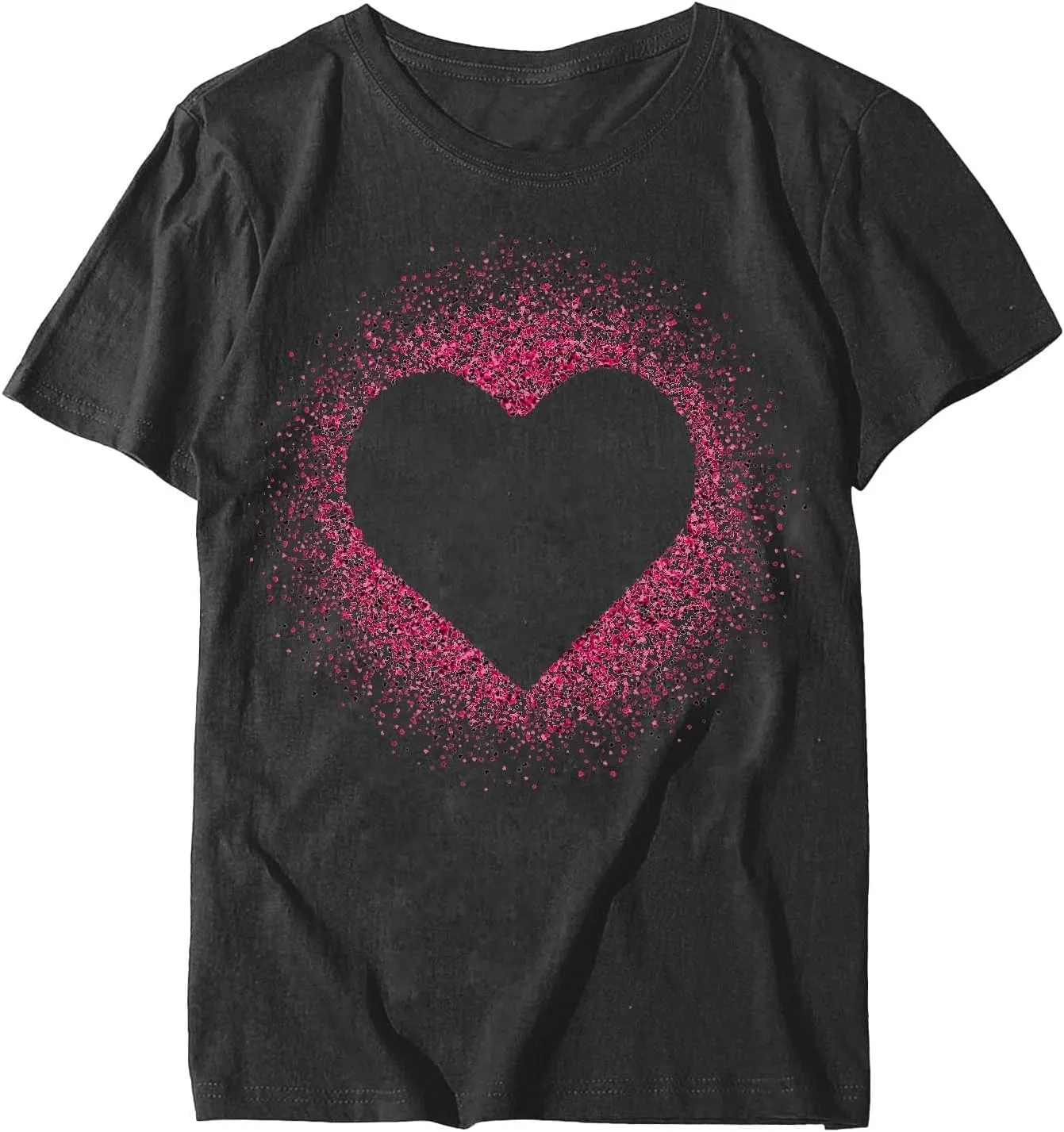 Women Love Heart Graphic Tees Shirt Short Sleeve Tops Tshirts Regular Fit Tunic Blouse Cute Funny Gift Clothes 2023