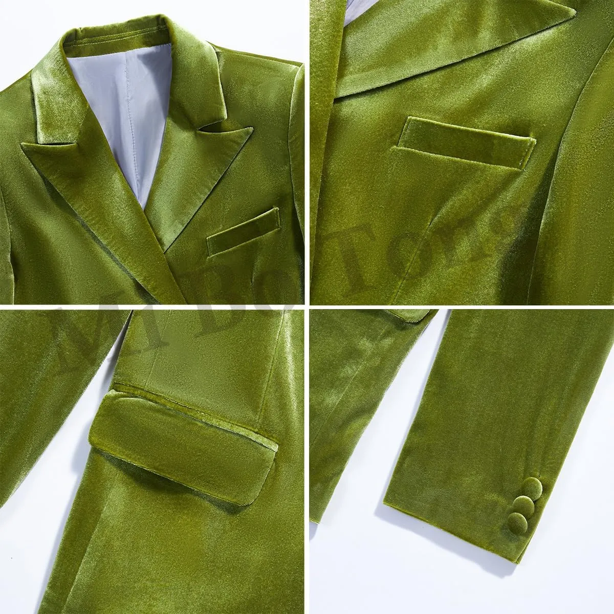 Women's 2 Piece Velvet Suit Office Work Suit Notch Lapel Double Breasted Blazer Pants Business Suits Set for Women