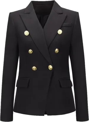 Women's Blazer Suit Solid Double Breasted Suit Jacket for Women Office Lady Casual Long Sleeve Blazer Suits