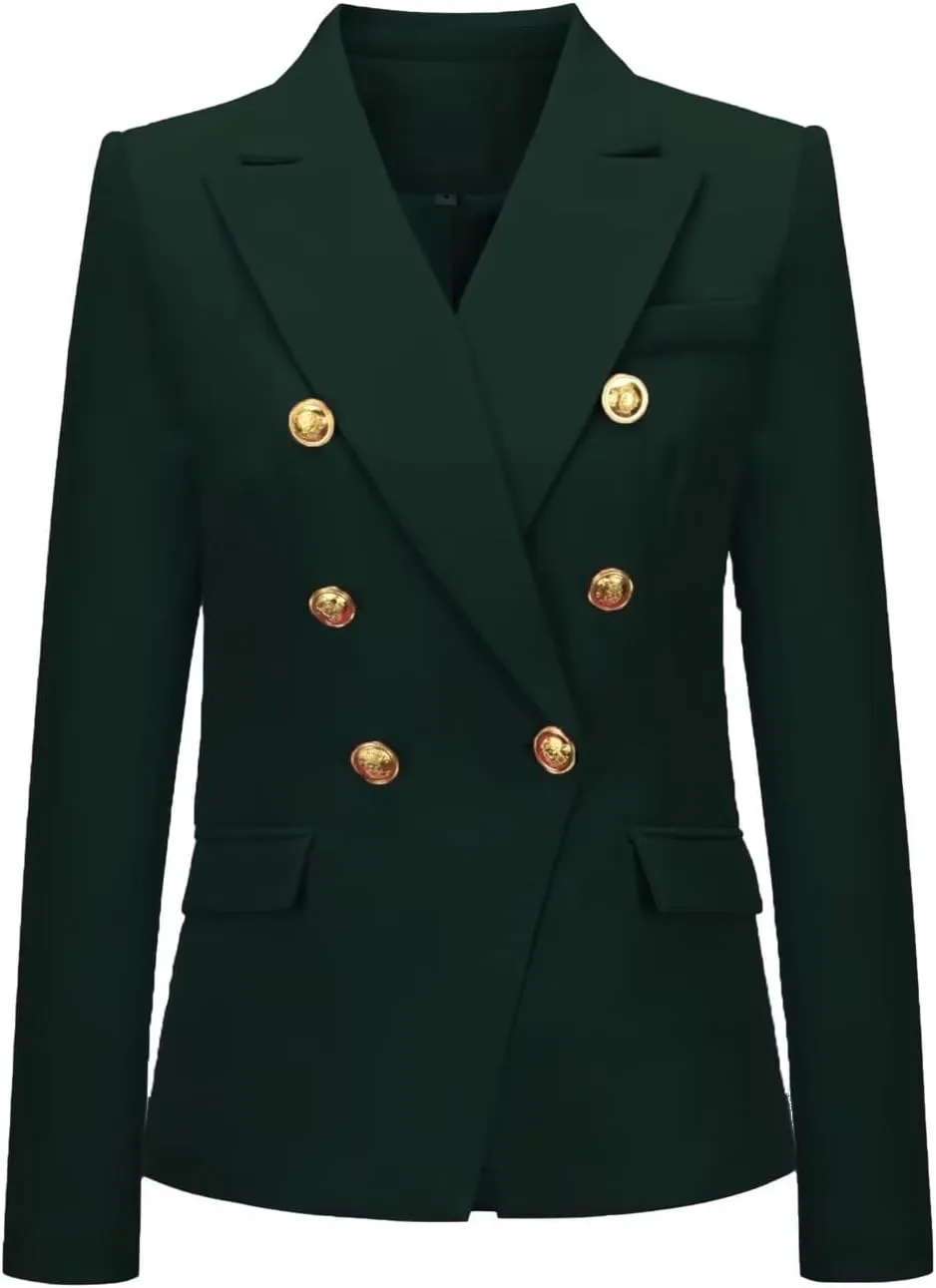 Women's Casual Blazer Solid Double Breasted Blazer Suit for Women Open Front Women Work Suit Jacket Blazers