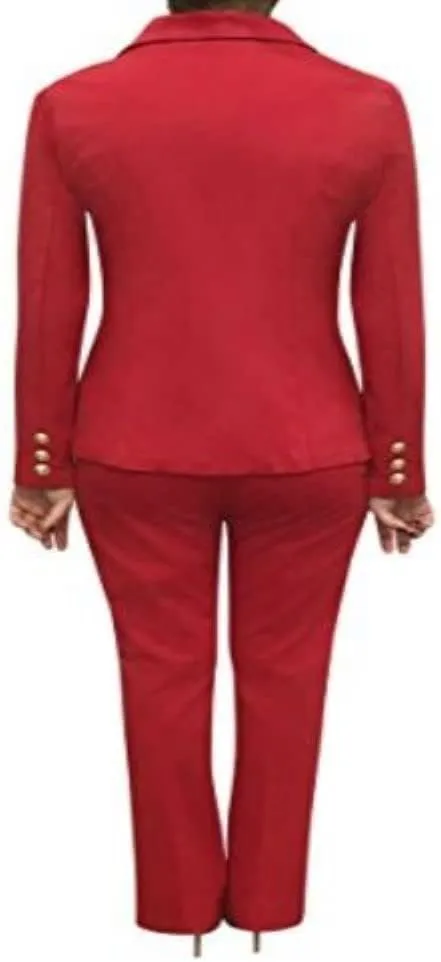 Women's Double Breasted Blazer with Luxe Gold Buttons, Elegant Blazer Jacket Suit