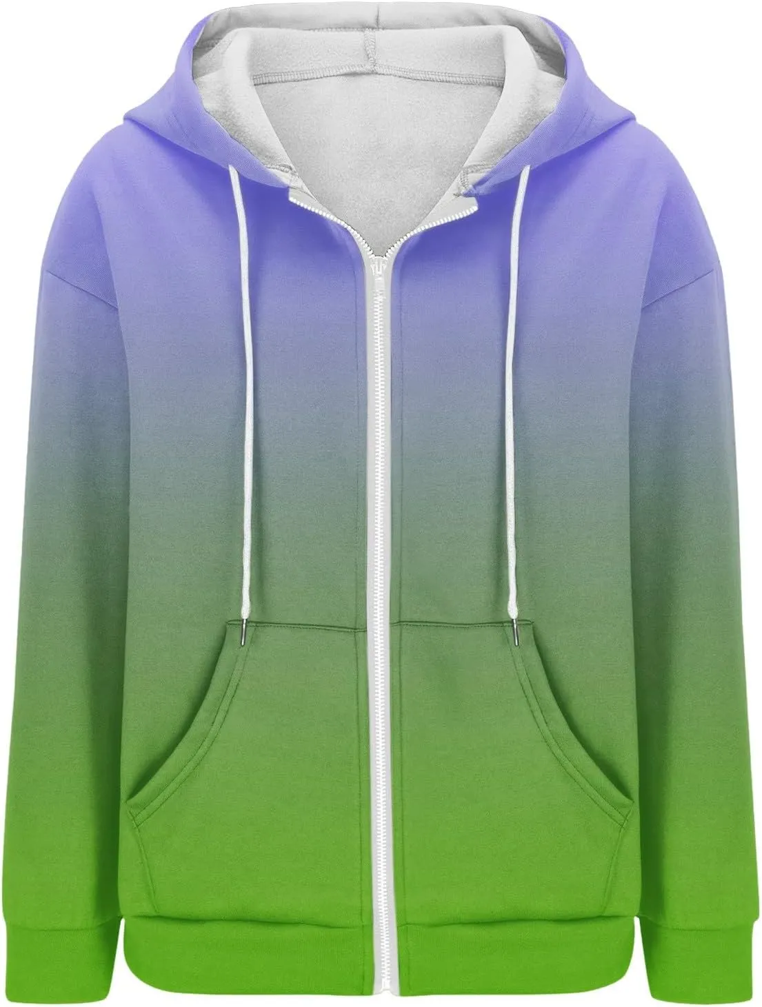 Womens Zip up Hoodies Long Sleeve Sweatshirt Autumn Winter Warm Drawstring Oversizeds Hooded Jackets Jumper Tops