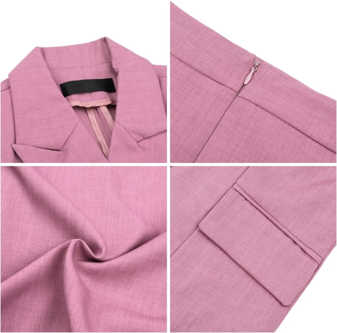 YYNUDA Women's Business Skirt Suit Set Formal Solid Short Sleeve Double Breasted Blazer Suit Set