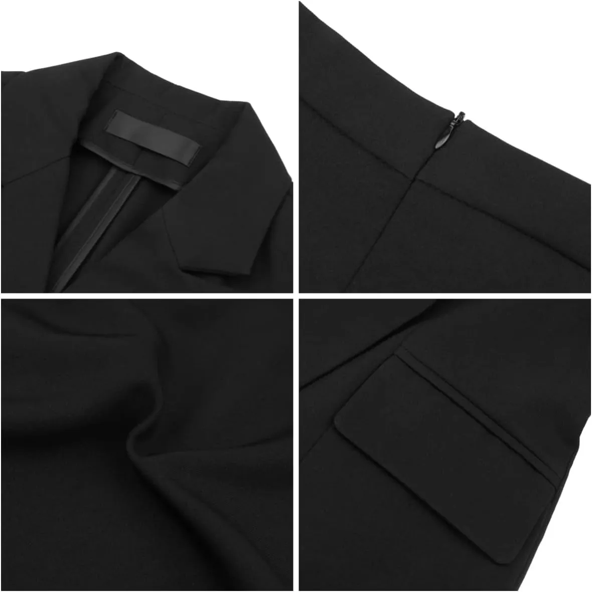 YYNUDA Women's Business Skirt Suit Set Formal Solid Short Sleeve Double Breasted Blazer Suit Set